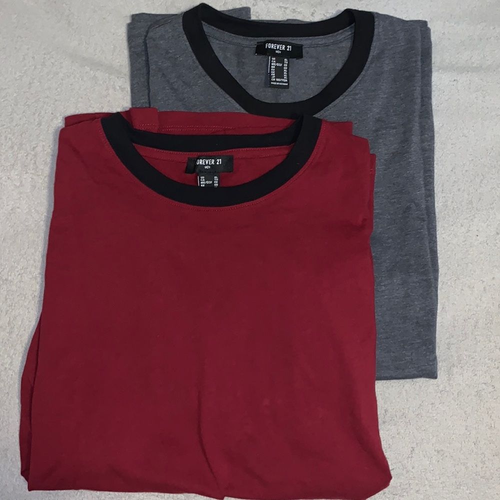 Forever 21 Crew Neck Ringer Tees (2)